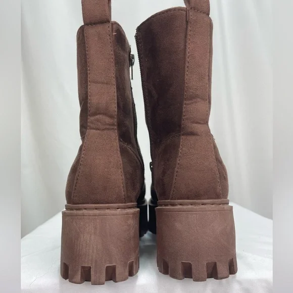 Rouge helium brown soft lace up platform combat style boots women’s size 8 - Picture 9 of 16